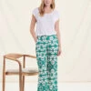 Pantalon Large Vert Chlorophylle En Lin à Taille Haute Tie & Dye -Mode Soldes Boutique FH PA BLANDIN M 1549 1
