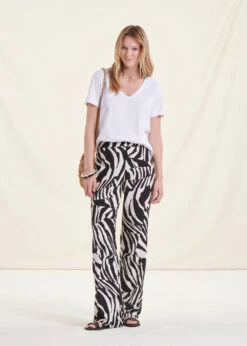 Pantalon Fluide Taille élastique Imprimé Zèbre -Mode Soldes Boutique FH PA LIO Z 939 c