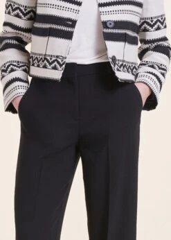 Pantalon Droit 7/8ème Noir En Tissu Crêpe -Mode Soldes Boutique FH PA RONAC C 700 6