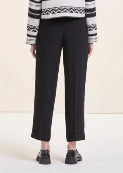 Pantalon Droit 7/8ème Noir En Tissu Crêpe -Mode Soldes Boutique FH PA RONAC C 700 b