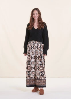 Pantalon Large Taille élastique Imprimé Ethnique