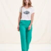 Pantalon Cigarette Vert Chlorophylle En Lin -Mode Soldes Boutique FH PA SNOOP R 1549 1