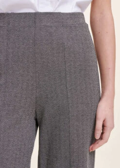 Pantalon Droit Motif Chevrons Gris Foncé -Mode Soldes Boutique FH PA TEMPLE 695 6