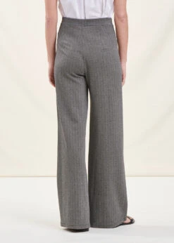 Pantalon Droit Motif Chevrons Gris Foncé -Mode Soldes Boutique FH PA TEMPLE 695 b