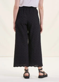 Pantalon Droit Noir En Broderie Anglaise Taille élastique -Mode Soldes Boutique FH PA VANZAC R 700 b
