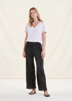 Pantalon Ample En Jersey Imprimé Noir Et Blanc