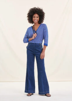 Pull Rayé Bleu Roi Manches 3/4 Col V 12 Pull Rayé Bleu Roi Manches 3/4 Col V -Mode Soldes Boutique FH PU DANAEE R 1581 c