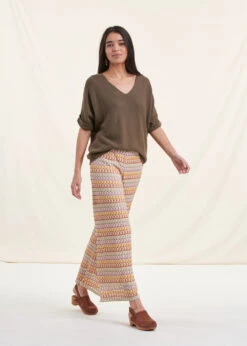 Pull Kaki Manches Courtes Col V -Mode Soldes Boutique FH PU DELTA R 1554 c