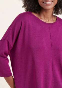 Pull Violet En Coton Biologique Manches 3/4 Oversize -Mode Soldes Boutique FH PU SELFIX A 1488 6