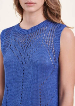 Pull Bleu Marine Sans Manches Encolure Ronde -Mode Soldes Boutique FH PU VACAO A 1234 6