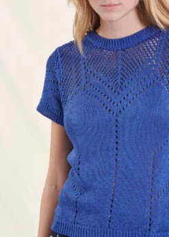 Pull Bleu Marine Manches Courtes Encolure Ronde -Mode Soldes Boutique FH PU VICERO A 1234 6