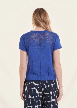 Pull Bleu Marine Manches Courtes Encolure Ronde -Mode Soldes Boutique FH PU VICERO A 1234 b