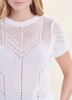 Pull Blanc Manches Courtes Encolure Ronde -Mode Soldes Boutique FH PU VICERO A 701 6