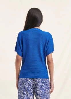 Pull Bleu Roi Manches Courtes Col V -Mode Soldes Boutique FH PU VISKAN 1234 b