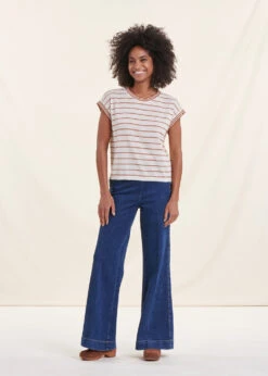 Pull Rayé Manches Courtes Encolure Ronde -Mode Soldes Boutique FH PU VOPAX R 1583 a