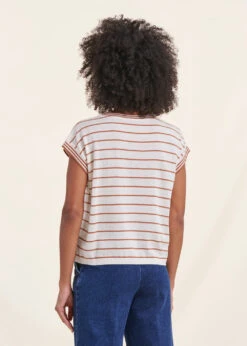 Pull Rayé Manches Courtes Encolure Ronde -Mode Soldes Boutique FH PU VOPAX R 1583 b