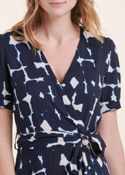 Robe Longue Cintrée Bohème Bleu Marine Manches Courtes -Mode Soldes Boutique FH RO PIA E 1566 6