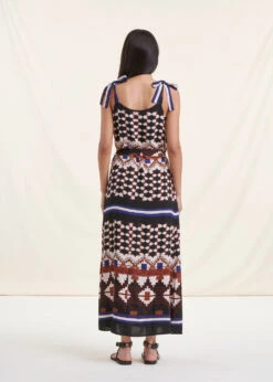 Robe Longue Imprimée Avec Bretelles à Nouer -Mode Soldes Boutique FH RO PUCA O 1570 b