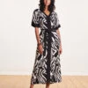 Robe Longue Fluide Imprimé Zèbre Manches Courtes -Mode Soldes Boutique FH RO SACHA Z 939 1