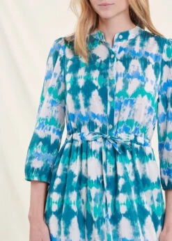 Robe Longue Bohème Bleue En Coton Tie & Dye -Mode Soldes Boutique FH RO SOMMEIL U 722 6