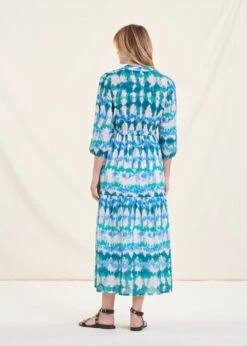 Robe Longue Bohème Bleue En Coton Tie & Dye -Mode Soldes Boutique FH RO SOMMEIL U 722 b