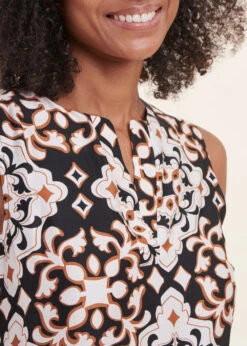 Robe Longue En Satin Sans Manches à Imprimé Ethnique -Mode Soldes Boutique FH RO VABELA M 700 6