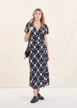 Robe Longue Portefeuille Imprimée Manches Courtes