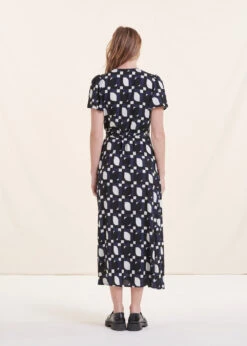 Robe Longue Portefeuille Imprimée Manches Courtes -Mode Soldes Boutique FH RO VADAMA P 496 b