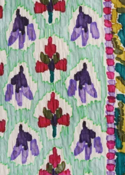 Robe Courte Ample Vert D'eau En Voile Gaufré à Imprimé Fleuri -Mode Soldes Boutique FH RO VAIANA F 1578 d