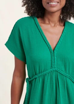 Robe Longue Verte En Gaze De Coton Biologique -Mode Soldes Boutique FH RO VALALA D 1549 6
