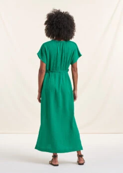 Robe Longue Verte En Gaze De Coton Biologique -Mode Soldes Boutique FH RO VALALA D 1549 b