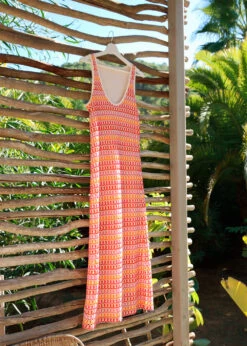 Robe Longue En Crochet Multicolore Orange Sans Manches -Mode Soldes Boutique FH RO VANDANA M 1540 0 07e0ad43 4adb 47f2 ba03 a568e97c52ff