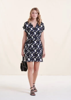 Robe Courte Manches Courtes à Imprimé