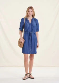 Robe Courte Fluide Bleu Denim