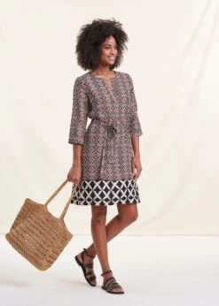 Robe Courte Terracotta à Imprimé Manches 3/4