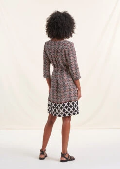 Robe Courte Terracotta à Imprimé Manches 3/4 -Mode Soldes Boutique FH RO VIGAN L 1547 b