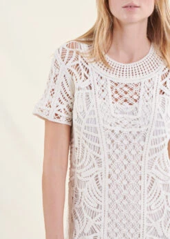 Robe Courte En Crochet écru Manches Courtes -Mode Soldes Boutique FH RO VIMALA C 703 6
