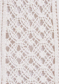 Robe Courte En Crochet écru Manches Courtes -Mode Soldes Boutique FH RO VIMALA C 703 d