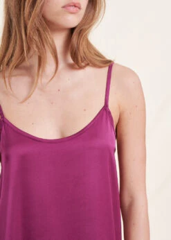 Robe Longue Fluide En Satin Violette à Bretelles -Mode Soldes Boutique FH RO VIROMA R 1488 6