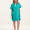 Robe Courte Ample Verte En Lin -Mode Soldes Boutique FH RO VIVE R 1549 1