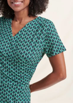 Robe Longue Verte Avec Drapé à Imprimé 12 Robe Longue Verte Avec Drapé à Imprimé -Mode Soldes Boutique FH RO VOPONI H 805 6