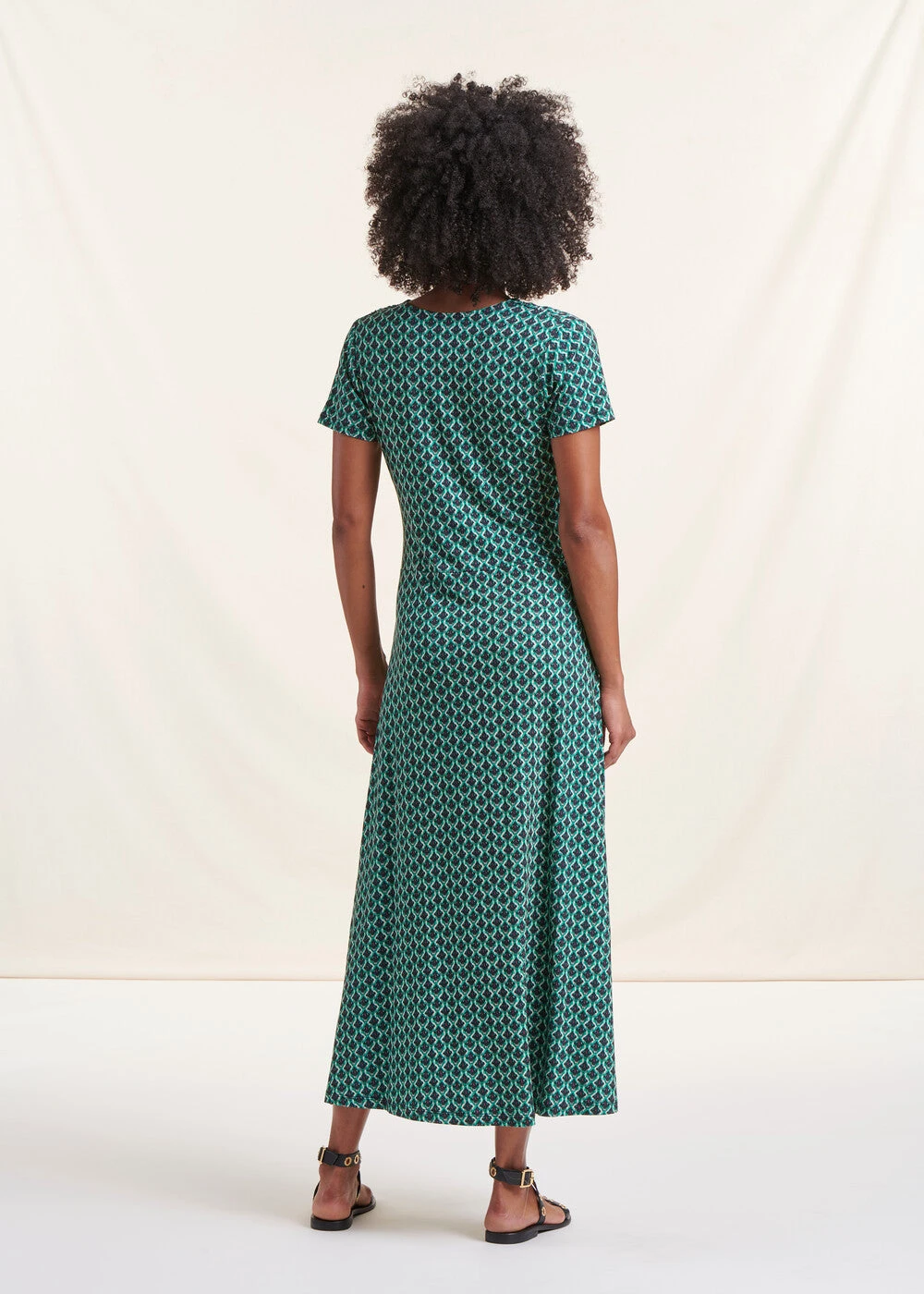 Robe Longue Verte Avec Drapé à Imprimé 5 Robe Longue Verte Avec Drapé à Imprimé – Image 3