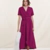Robe Longue Faux Portefeuille Violette Manches Courtes -Mode Soldes Boutique FH RO VORDULA G 1488 1