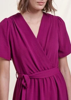 Robe Longue Faux Portefeuille Violette Manches Courtes -Mode Soldes Boutique FH RO VORDULA G 1488 6