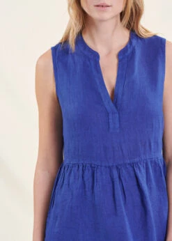 Robe Longue Bleu Marine En Lin -Mode Soldes Boutique FH RO VOSTA L 1234 6