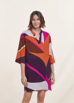 Robe Courte Ample à Imprimé Encolure Tunisienne -Mode Soldes Boutique FH RO VUCIA G 1281 c