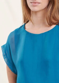 Top Bleu Canard En Voile Ample Manches Courtes -Mode Soldes Boutique FH TO PENEDIT 713 6