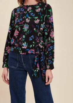 Top Noir Ample Manches Longues Fleuri Encolure Ronde -Mode Soldes Boutique FH TO TALPH J 700 6