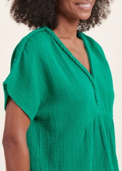 Top Manches Courtes Vert Chlorophylle En Gaze De Coton Biologique -Mode Soldes Boutique FH TO VAEA D 1549 6