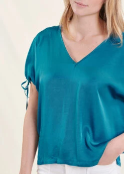 Top Bleu Oversize En Satin Manches Courtes -Mode Soldes Boutique FH TO VALI R 1381 6